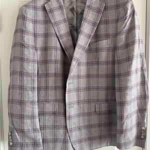 TALLIA Gray Plaid Sport Coat with Purple Windowpane